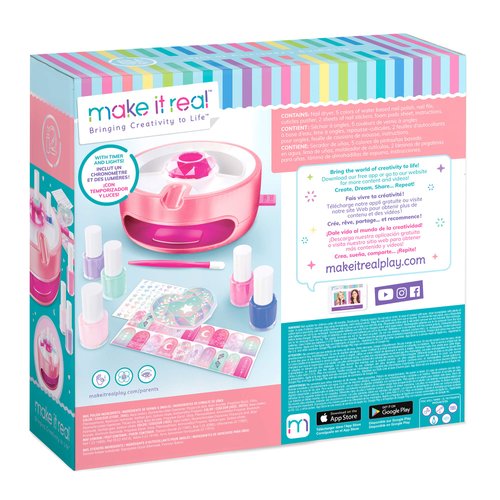 Make It Real - Light Magic Dryer and Nail Polish Set for Girls and Teens - Includes 5 Nail Polish Colors, Nail Dryer, Nail Art Stickers, and Nail File