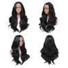 Lenaqueen HD LACE Front Wig Wavy 13X6 Glueless Synthetic Lace Front Wigs Futura Fiber Heat Resistant Synthetic Lace Wigs Pre-plucked Hairline Synthetic Wig for Black Women (Natural Black)
