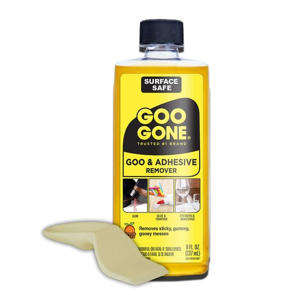 Goo Gone Original Liquid - 8 Ounce and Sticker Lifter - Surface Safe Adhesive Remover Safely Removes Stickers Labels Decals Residue Tape Chewing Gum Grease Tar Crayon Glue