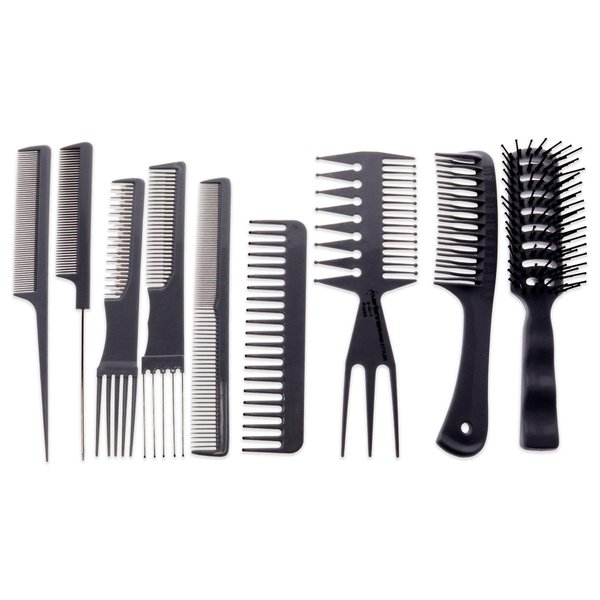 Professional Plastic Comb and Brush Set by Marianna for Unisex - 9 Pc