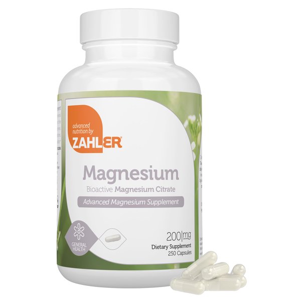 Zahler - Magnesium Supplement Capsules 200 mg (250 Count) Certified Kosher Bioactive Magnesium Citrate for Max Absorption - Natural Magnesium Mineral for Men & Women - Best Magnesium Supplements