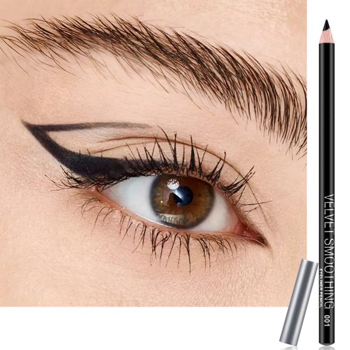 Apooliy 12Pcs Waterproof Black Eyeliner Pencil Set,Eyebrow Pencil,Long-Lasting Brow Pen,Eye Liners Pen,Makeup Pen