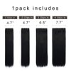 REECHO 24" Straight Long 4 PCS Set Thick Clip in on Hair Extensions Natural Black