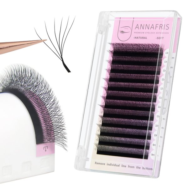 ANNAFRIS 6D Premade Fan W Shape Eyelash Extensions 0.07 C Curl 11mm Volume Self Fanning False Lashes Makeup Supplies Professional Use Lash Extension(0.07 C, 11mm)