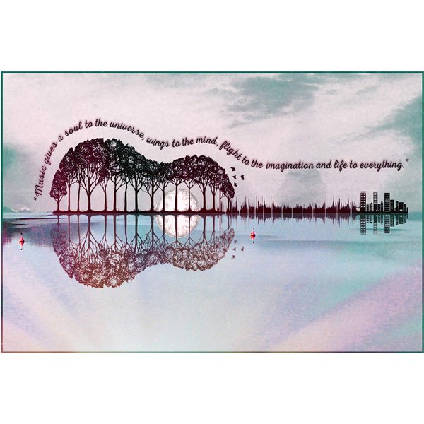 Puzzles for Adults ，Guitar Tree Landscape Wall Decoration，Wooden Puzzle Puzzles (500 Piece, Guitar Tree Landscape Wall Decoration)
