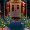 Windpnn Upgraded 4-Pack Solar Christmas Garden Stake Lights, Decorative Xmas Tree Solar Christmas Yard Stake Outdoor Waterproof Christmas Pathway Lights for Christmas Decoration Garden Patio Yard