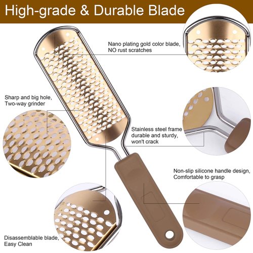 2 Pack Pedicure Rasp Foot File Callus Remover, Professional Foot Scrubber Remove Dead Skin Cracked for Wet and Dry Feet