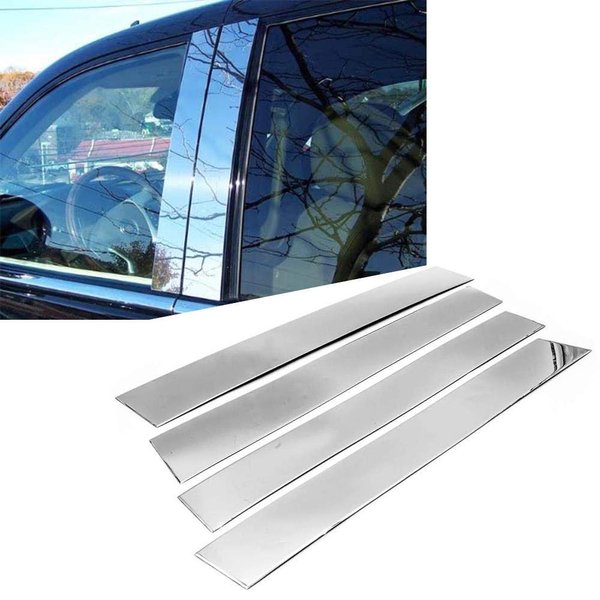 Overun Polished Stainless Steel Center Door Pillar Post Trim Set Designed for 2007-2014 Cadillac Escalade