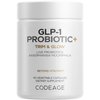 Codeage GLP-1 Probiotic+ - Live Probiotics Akkermansia, Clostridium, Bifidobacterium, Chicory Inulin Probiotic, Prebiotics & Postbiotics Supplement - 500 Million AFU, 3-Month Supply - 90 Capsules