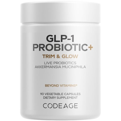 Codeage GLP-1 Probiotic+ - Live Probiotics Akkermansia, Clostridium, Bifidobacterium, Chicory Inulin Probiotic, Prebiotics & Postbiotics Supplement - 500 Million AFU, 3-Month Supply - 90 Capsules
