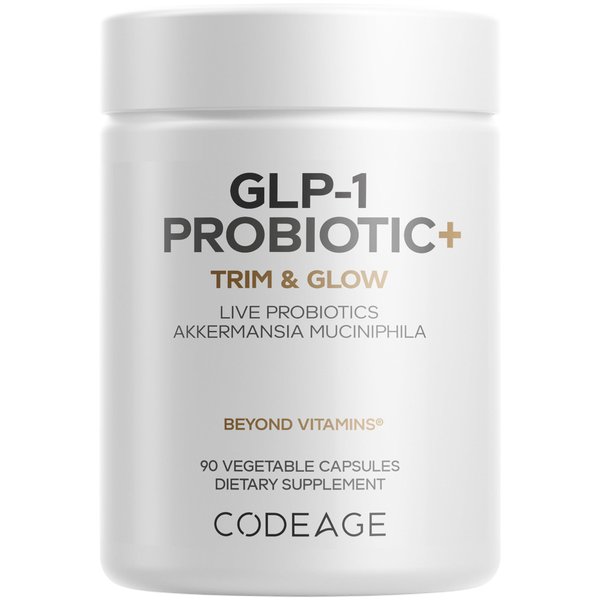 Codeage GLP-1 Probiotic+ - Live Probiotics Akkermansia, Clostridium, Bifidobacterium, Chicory Inulin Probiotic, Prebiotics & Postbiotics Supplement - 500 Million AFU, 3-Month Supply - 90 Capsules