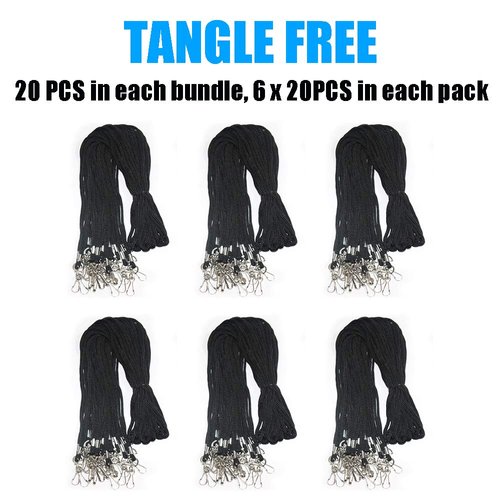 BAITEER 120 Pcs Black Lanyards Premium Bulk Lanyards Round 36" with Swivel J Hook for ID Name Badge Holder, VIP, School, Kids, Coach, Conference, Festival and Hang Keys