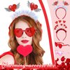 MTLEE 8 Pcs Valentines Day Red Heart Head Bopper Headband and Heart Shaped Sunglasses Transparent Candy Color Rimless Eyewear