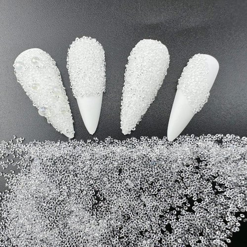 8800Pcs Clear Pixie Nail Crystals Rhinestones-1.2mm Micro Gems Glitter Beads for Nails-Mini Sand Nail Diamonds Stone Swarovski Shine-Sugar Glass Crystals Tiny Jewels Bling Charms for Nail Art