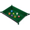 SIQUK Double Sided Dice Tray Folding Rectangle PU Leather and Dark Green Velvet Dice Holder