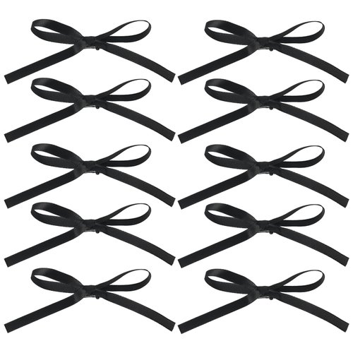 XFYUZR Hair Accessories for Women and Girls: Long Ponytail Holders, Small Black Claw Clips, Barrettes, and Ribbon Bow Hair Clips - 10Pcs Set