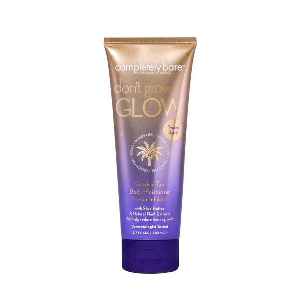 completely bare don't grow GLOW Gradual Tan Body Moisturizer & Hair Inhibitor - Shea Butter & Hair Minimizers