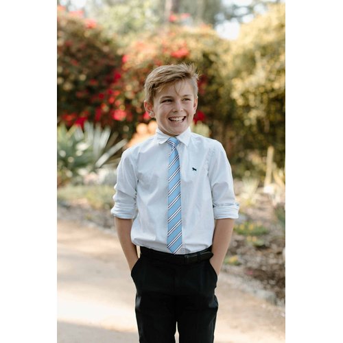 Enlision 3pcs Boys Pre-Tied Neckties & Pocket Square Set Blue Kids Ties for Boys Ties 8-10 Formal Wedding Graduation School Uniforms