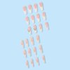 Foccna Long White Press on Nails French Fake Nails Full Cover Flower Design Coffin 3D Butterfly Acrylic False Nails for Women and Girls,24PCS