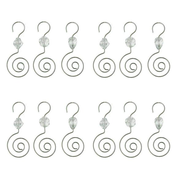 HOHIYA 36 Pc Ornament Hooks Hangers Christmas Decorative Hanging Stainless Wire with Acrylic Crystal Jeweled Clear 2.5inch Silver