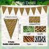 Tatuo 5 Pieces Animal Print Pennant Banner Safari Birthday Party Decorations Safari Banner Jungle Theme Party Supplies Jungle Triangle Flag Banner for Animal Zoo Jungle Decorations
