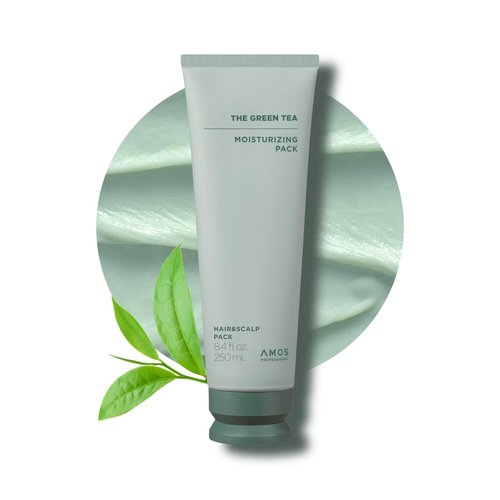 AMOS PROFESSIONAL The Green Tea Moisturizing Pack, Hair & Scalp Treatment for Thinning Hair, Korean Hair Mask, Strengthening Hair, All Hair Types, 8.4 fl.oz