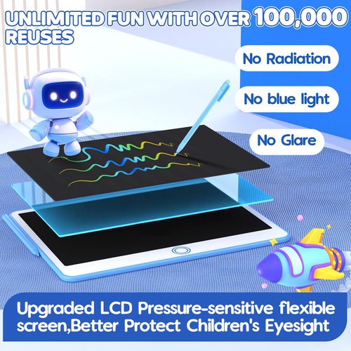 BAVEEL LCD Writing Tablet, 12 Inch Colorful Toddler Doodle Board Reusable Drawing Tablet, Educational and Learning Toy for 3 4 5 6 Years Old Boy and Girls, for Kids Toddlers
