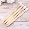 HEALLILY Tongue Cleaner Scraper Bamboo Tongue Brush for Adults Toothbrush Oral Deep Cleaning 4pcs (White)