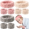 9 Pcs Reusable Spa Headband Wrist Washband Face Wash Set Include 3 Microfiber Headband 6 Wrist Washband for Women Girls Avoid Liquid from Spilling Down Arms(Hot Pink, Beige, Coffee,Gentle Style)