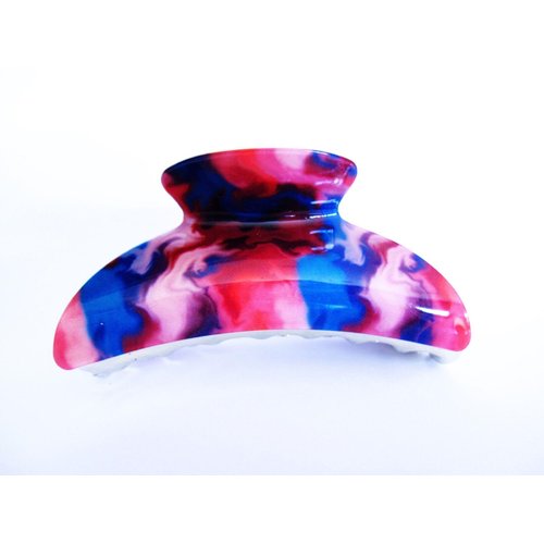 Generic Hot pink turquoise blue purple marbled hair claw clip