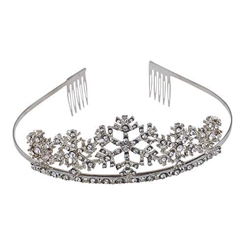 Lux Accessories Christmas Silver Tone Snowflakes Crystal Rhinestones Hair Princess Tiara