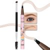 Microblading Eyebrow Pen,Eyebrow Contouring Pen,4 Tip Magic Eyebrow Pencil with Brow Brush,Magical Precise Waterproof 3d Eye Brow Pencils Creates Natural Brows Makeup,lapiz de cejas-Medium Brown-A