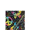 Amscan Groovy Neon Doodle Birthday Party Beverage Napkins Tableware (16 Pack), 5" x 5", Multicolor