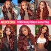 AILICEEHR 26 Inch 13x6 Reddish Brown Body Wave HD Transparent Lace Front Wigs Human Hair Auburn Colored Body Wave Lace Frontal Wigs Pre Plucked with Baby Hair For Black Women 180% Density