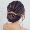 Yheakne Crystal Bridal Hair Comb Gold Rhinestone Leaf Hair Piece Wedding Headpieces Bride Side Comb Wedding Hair Accessories for Bride and and Bridesmaids (Gold with crystal)