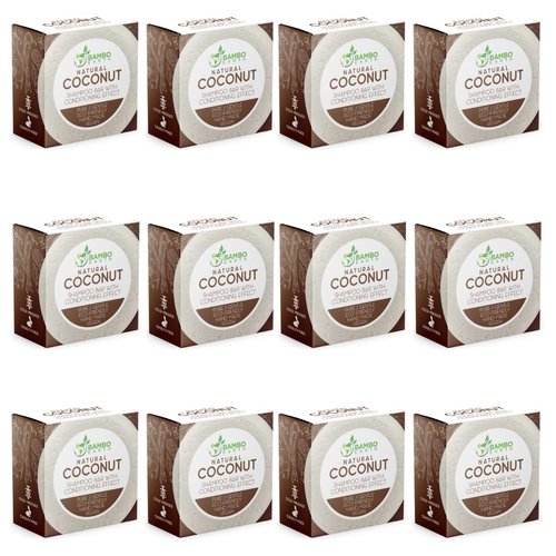 Solid Shampoo Bar And Conditioner Effect Hair Soap – 12 Pack Natural Shampoo Bars For Hair With Plant Based Essential Oils And Eco Friendly Zero Waste Biodegradable Packaging (Coconut Pack Of 12)