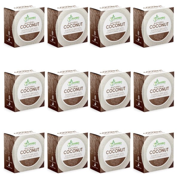 Solid Shampoo Bar And Conditioner Effect Hair Soap – 12 Pack Natural Shampoo Bars For Hair With Plant Based Essential Oils And Eco Friendly Zero Waste Biodegradable Packaging (Coconut Pack Of 12)