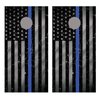 Blue Line Crackle Flipped Cornhole Board Decal Wraps (Laminated)