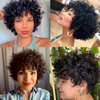 BEOTTI Hair Short Curly Wigs for Black Women Human Hair 180% Density Afro Natural Kinky Curly Wig with Bangs Brazilian Virgin Pixie Cut Wig Human Hair None Lace Front Bob Wigs 6 Inch