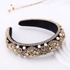 Urieo Baroque Rhinestone Headbands Champagne Crystal Hairbands Pearls Embllished Hair Bands Bling Hair Accessories for Women
