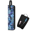 Beautyflier Premium Universal Flat Iron Holder Tavel Bag, Heat-Resistant Canvas Travel Tote Bag for Hair Straighteners, Ideal for Home & Travel Use, Fits Most Hair Tools (Blue Flower)