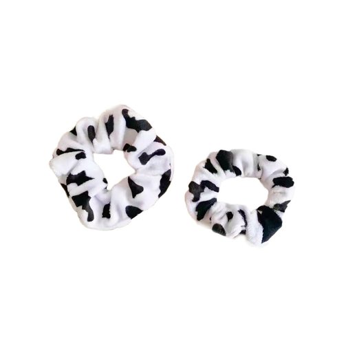 Cow Stria Hair Scrunchies Cow Print Ponytail Holder Cow String Pattern Hair Ring Ties BW60 (2 PCs-B)