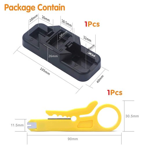 VCE Combo Keystone Punch Down Stand and Mini Wire Stripper Cutter for 90/180 Degree RJ45 Cat5/Cat5E/Cat6/Cat6A RJ11 RJ12 Keystone Jack Modular Coupler