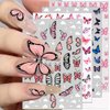 3D Pink Blue Butterfly Nail Stickers for Women Butterfly Nail Decals for Nail Art Supplies Butterfly Nail Art Stickers for Nail Designs Cartoon Butterfly Stickers for Nails Butterflies Nail Decor