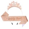 Amariver 30th Birthday Headband Dirty Thirty Birthday Sash 30th Birthday Crown for Women 30th Rhinestones Pearls Birthday Decoration Rose Gold Birthday Tiara 30th Birthday Gifts for Party Favor