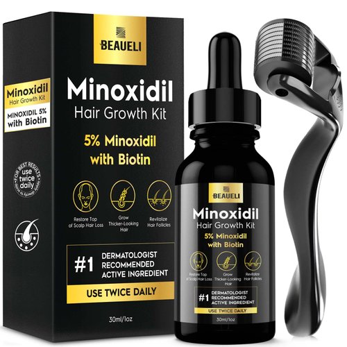 beaueli Minoxidil for Men Beard Growth Kit, Minoxidil for Women Hair Growth Kit, Hair Loss Treatments for Women Hair Regrowth Treatment, Minoxidil 5%, Black