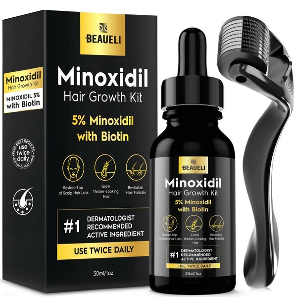 beaueli Minoxidil for Men Beard Growth Kit, Minoxidil for Women Hair Growth Kit, Hair Loss Treatments for Women Hair Regrowth Treatment, Minoxidil 5%, Black