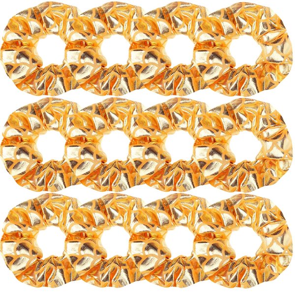 12 Pcs Shiny Mermaid Dance Cheer Hair Scrunchies For Thick Hair School Performance/Sports/Practice/Party/Gymnastics Metallic Scrunchie Ponytail Holder Wrist for Girls Cosplay Show (Gold)