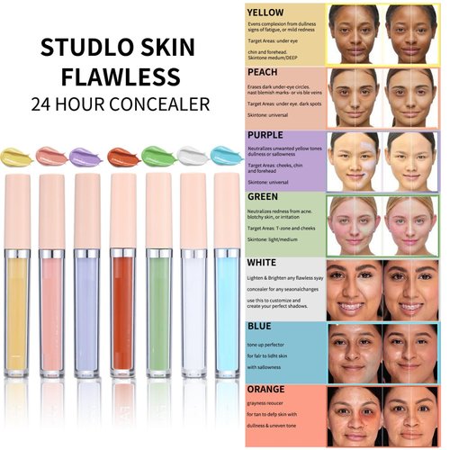 MAEPEOR Liquid Conceal Contour 7 Colors Cream Lightweight Liquid Concealer Contour Makeup for Concealing Blemishes, Brighten Dark Circles (Color 01 White)