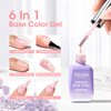 Gellen Rubber Gel Base for Nails, 6 in 1 Builder Strengthener Gel, Natrual Glitter Pink Base Coat Nail Polish,18ml Jelly Gel Nail Polish, UV Rubber Base Gel for Manicure, Nail Art, Salon Gift for Her